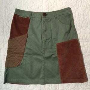 MEADOW RUE anthro Olive Patchwork Cargo Skirt S/M